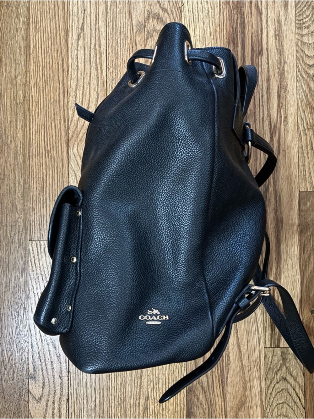 Coach Turnlock Rucksack Backpack Black Pebble Leather Bag Retail $398 - Picture 8 of 8